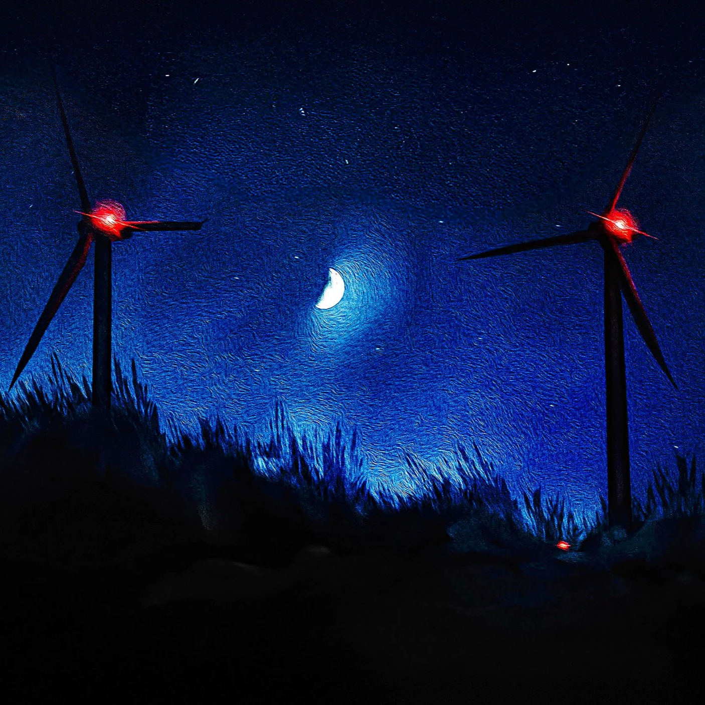 Windmill Night — Environmental Illustration