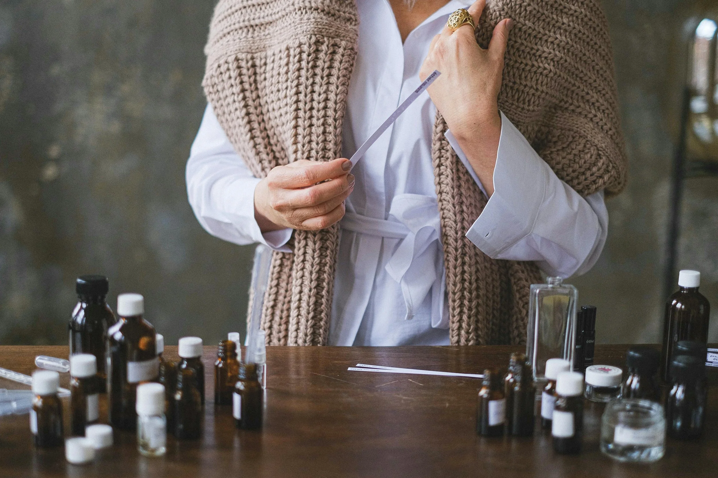Herbal Medicine women, preparing personalised tinctures.