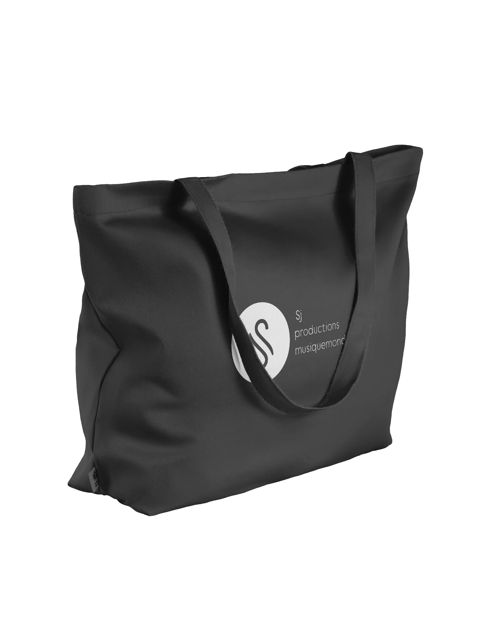 Black Tote Bag with 'S J productions musiquemond' logo