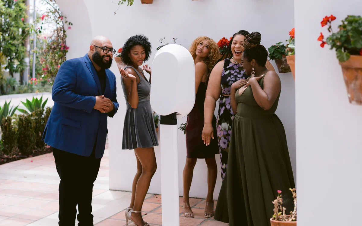 Philadelphia wedding photo booth guests 360 video booth Philadelphia wedding glam booth Philadelphia bride and groom