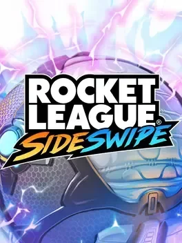Rocket League Side Swipe logo with vibrant blue and purple lightning effects in the background.