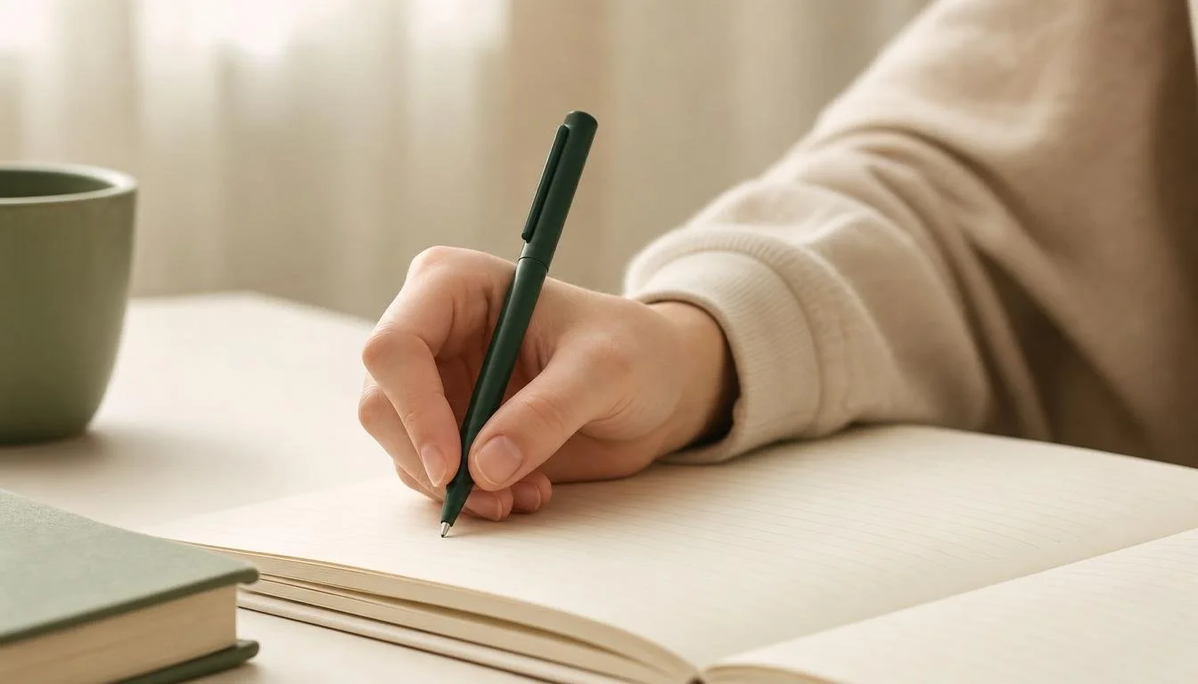 Student Writing in a Notebook