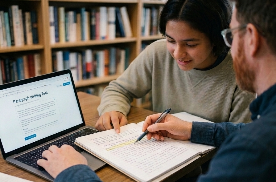 ESL Tutor and Student with a Computer