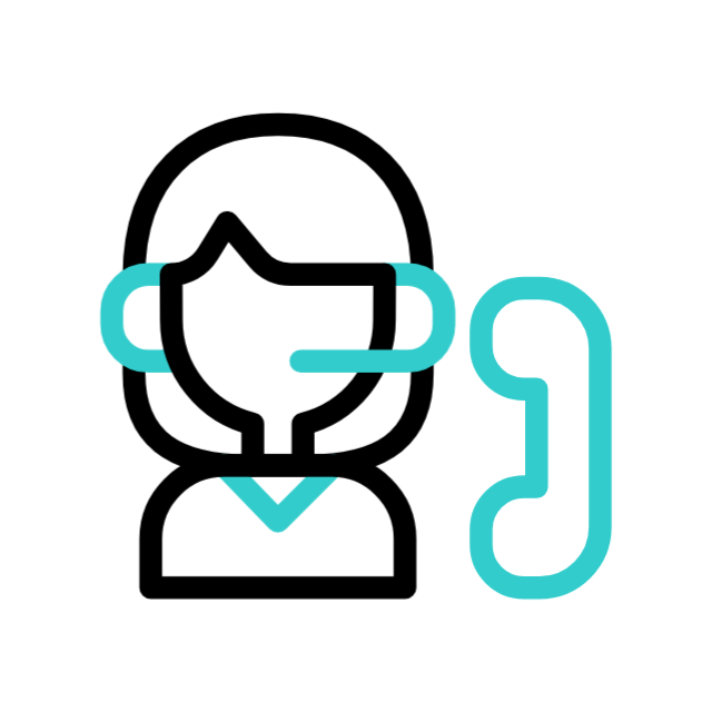 Icon of a person with a headset and phone