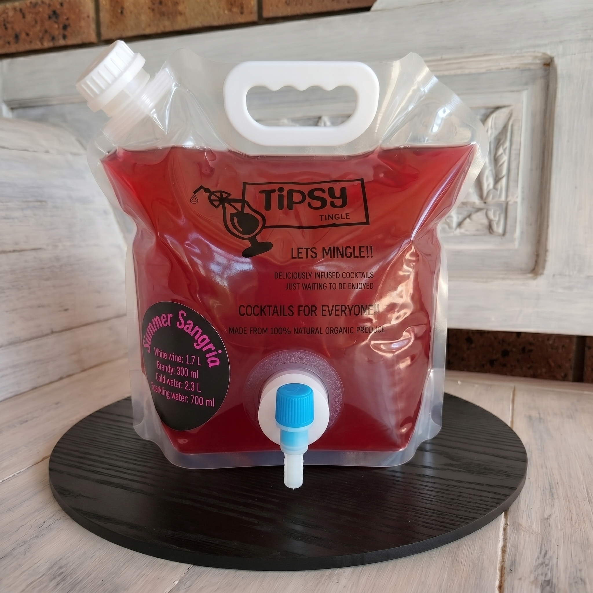 Tipsy Tingle Cocktail Mix in a 5L party bag for easy cocktails at home.