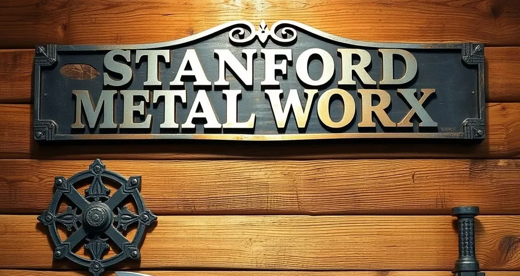Metal Sign with Stanford Metalworx on it