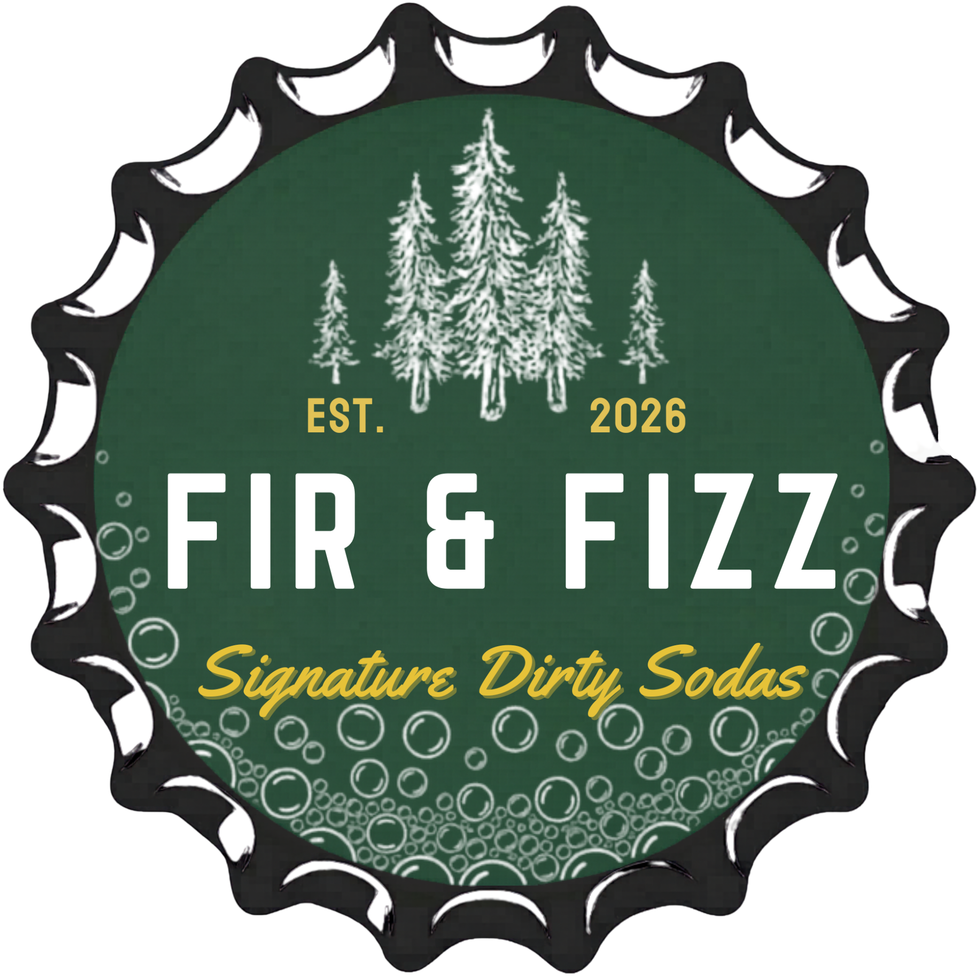 Bottle Cap with the name Fir and Fizz on it.