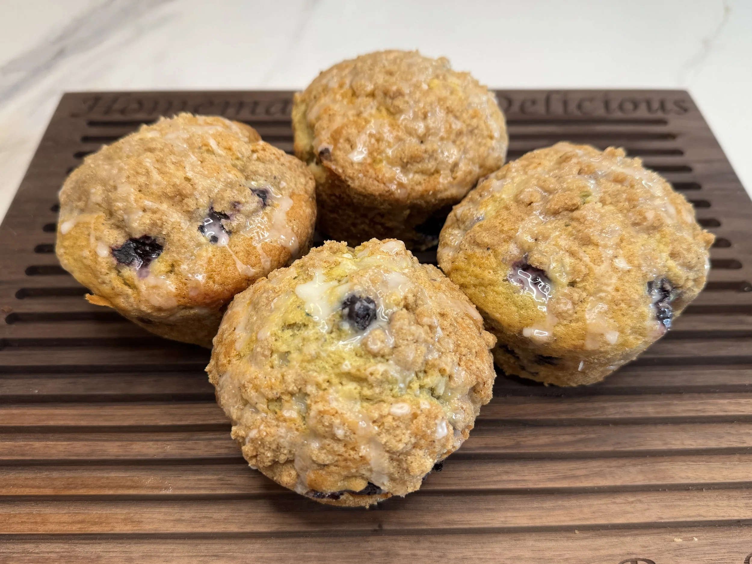 Bakery Style Sourdough Blueberry-Lemon Muffins