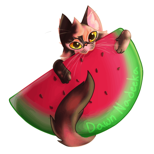 Cat on a watermelon slice