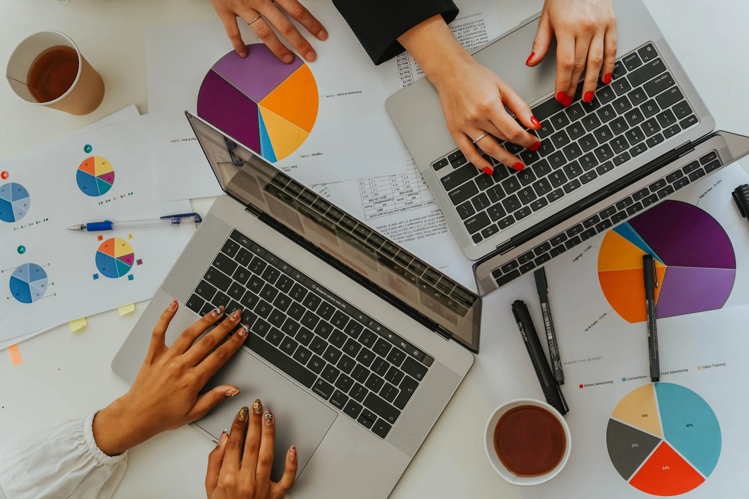 Marketing team analyzing customer value segments and cohort performance data
