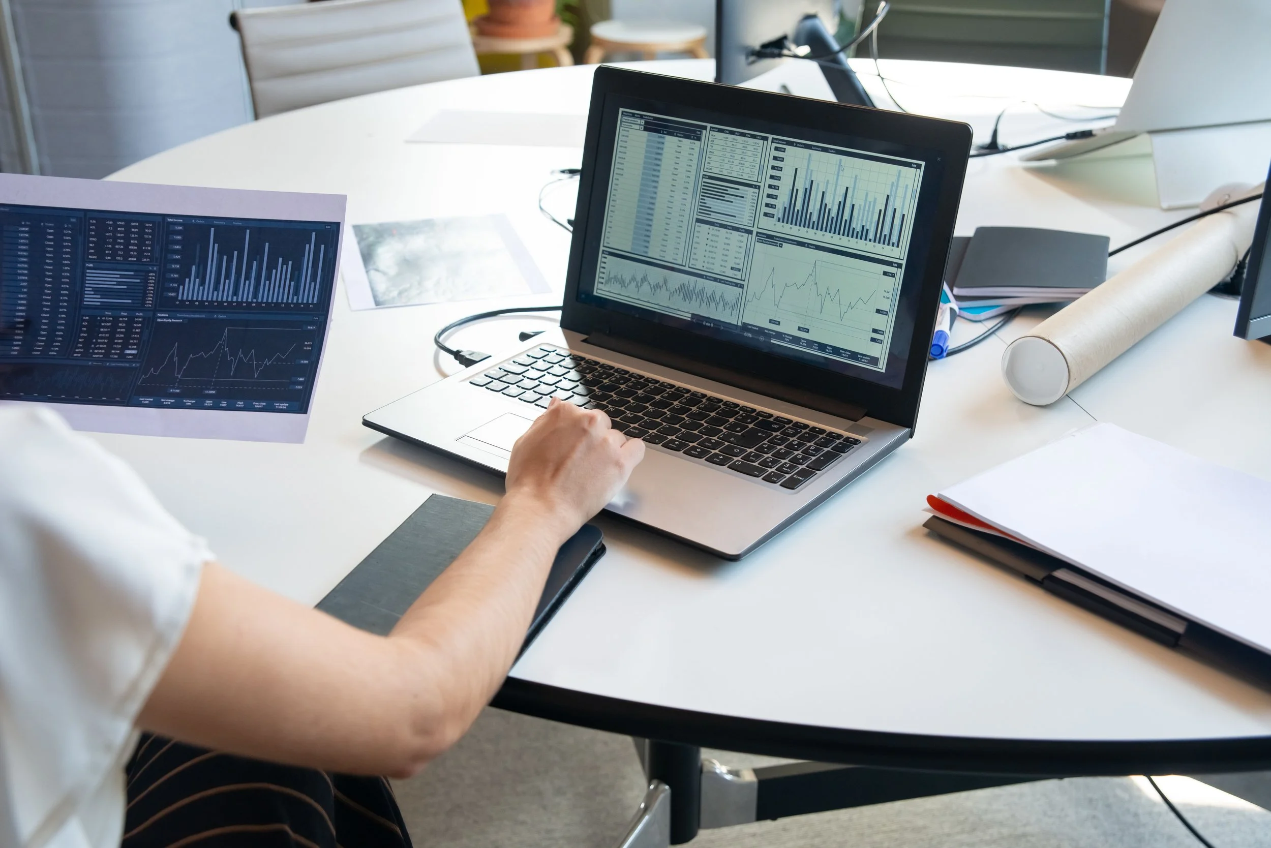 Business professional analyzing lead conversion and revenue performance data