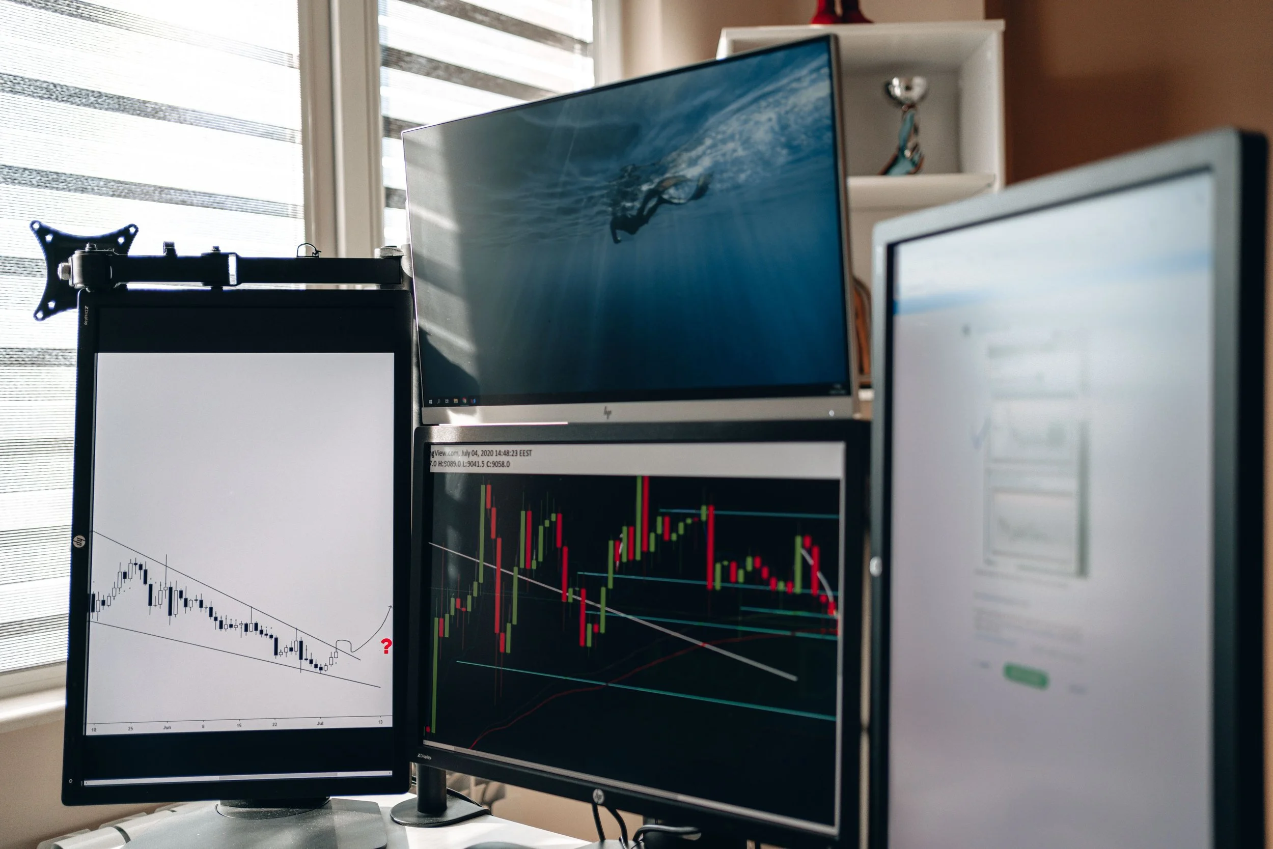 Multiple analytics screens representing different marketing data and reporting sources