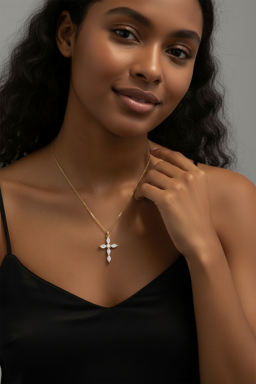 Clear Cross Necklace