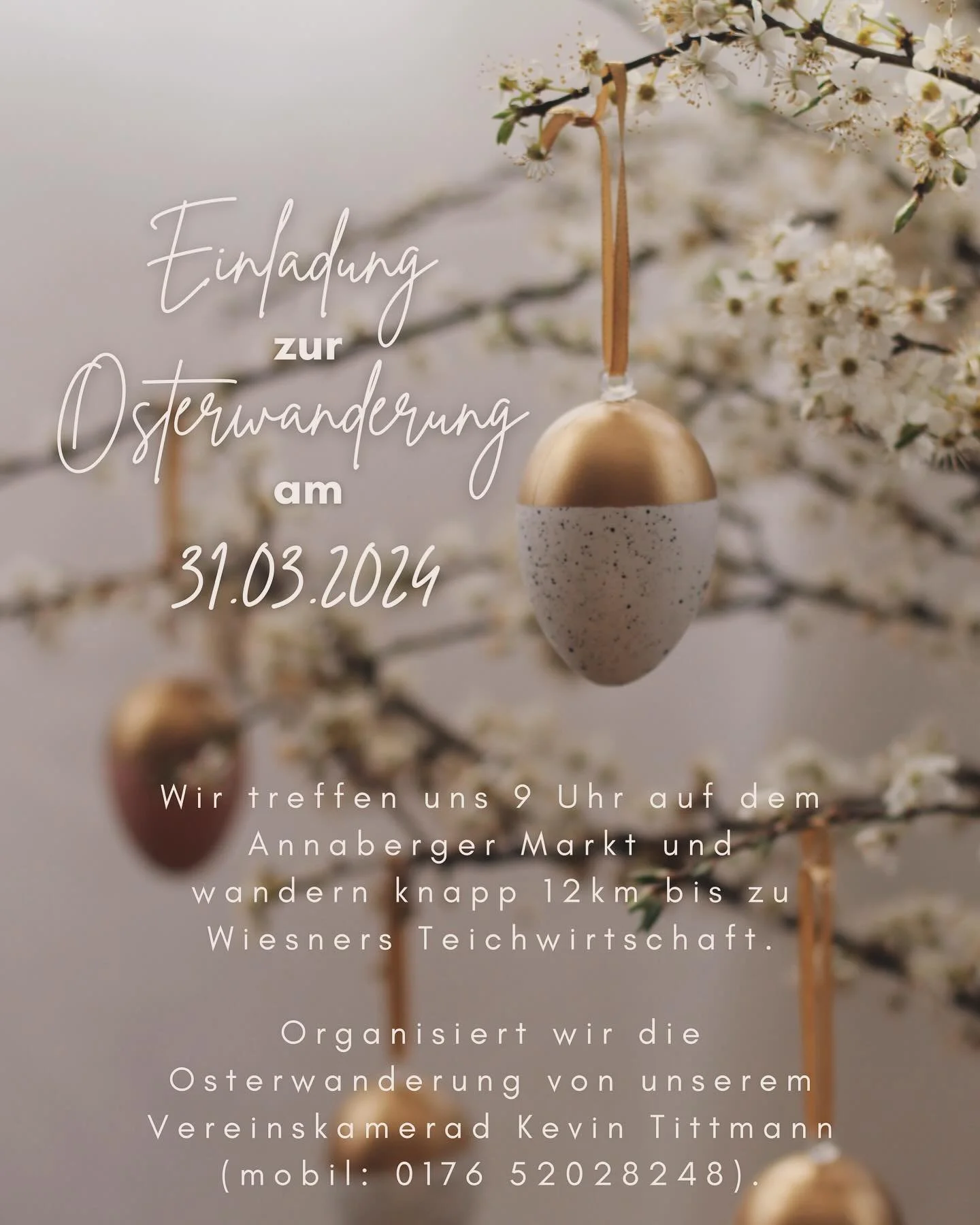 🐰 
Wir schn&uuml;ren die Wanderschuhe - Wer ist dabei?
🐣
Meldet Euch unbedingt bis sp&auml;testens Freitag, o1.o3.2o24, bei Keck direkt.