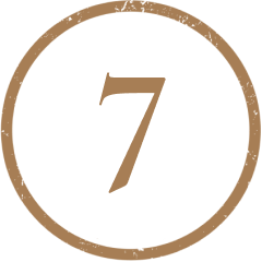 Brown number 7 inside a brown circle on a white background.