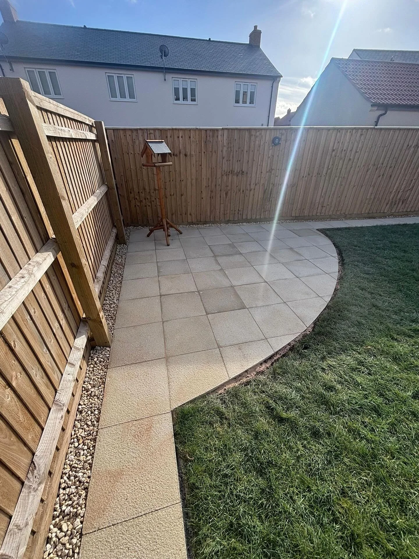 A look into our latest new build project from all angles!

With a lot of new builds the patios tend to be minimal size and our client had the idea of extending his but ensuring it all connected up together. Here&rsquo;s what we built..

All enquires 