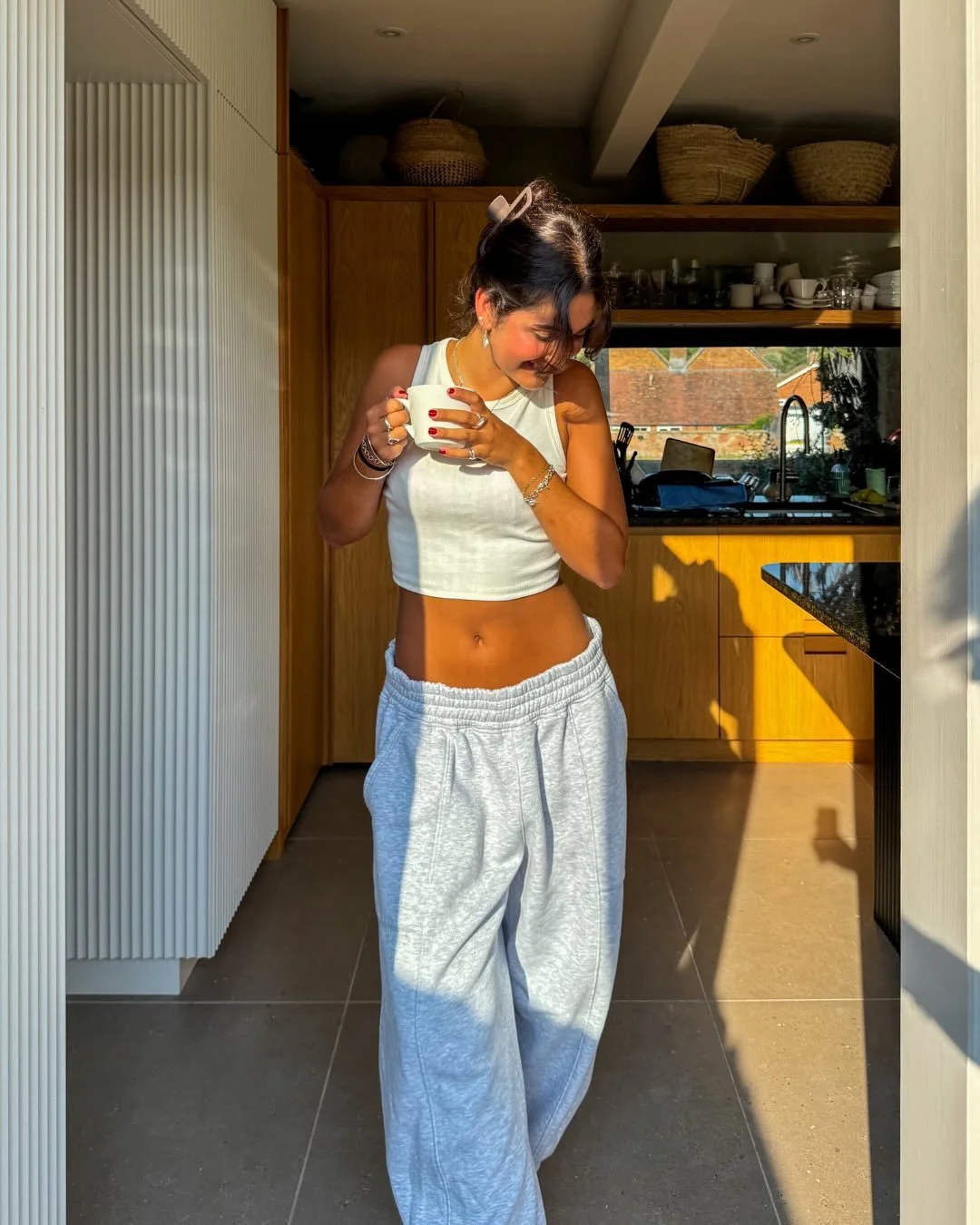 cup of tea in our bestselling joggers 🤍
