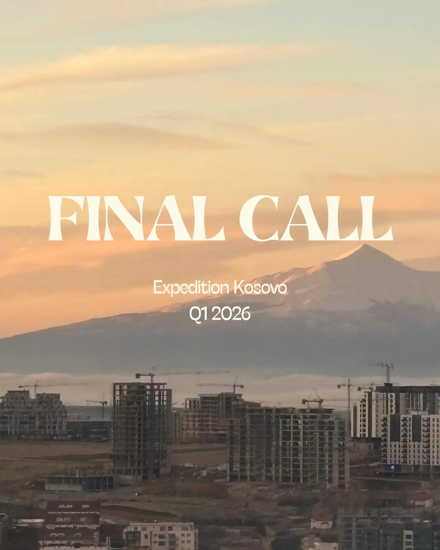 Final call. Expedition Kosovo. Q1 2026.

Brand commitment deadline: Friday, February 6
Product arrival deadline: Wednesday, February 11

We&rsquo;re producing content for 4-6 sustainable outdoor brands in Kosovo&rsquo;s mountains. Professional crew, 