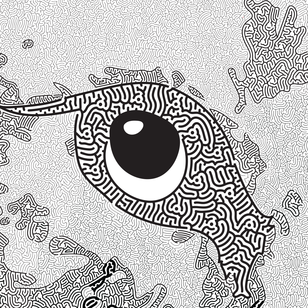 Lion Head SketchMaze Right Eye Close Up