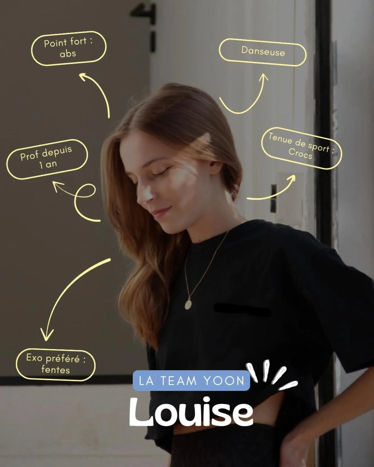💥 Meet the team 💥

Louise, c&rsquo;est une tornade dans un petit corps.

En Crocs &agrave; paillettes ou fourr&eacute;es, elle d&eacute;barque avec son flow et balance toujours une vanne au bon moment.

Sa phrase culte : &ldquo;Salut les girls !&rd