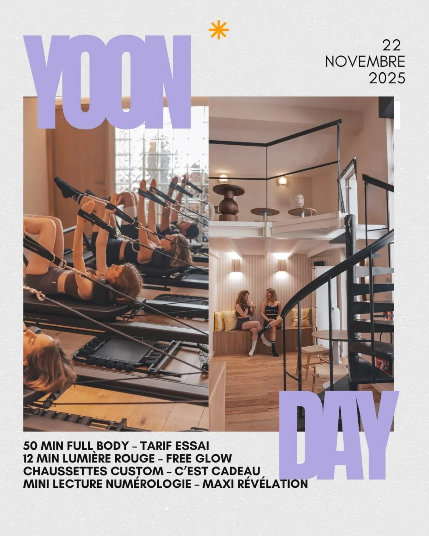 💥 L&rsquo;INAUGURATION YOON STUDIO 💥

On a ouvert en juillet&hellip; Mais on n&rsquo;avait pas encore fait la f&ecirc;te qu&rsquo;on m&eacute;rite.

📅 Vendredi 22 novembre, le studio passe en mode celebration.

👉 8 cours de Pilates Reformer dans 
