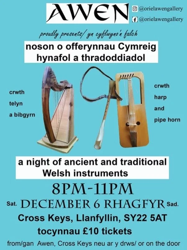 Noson wych o ddathlu adfywiad y crwth sy&rsquo;n digwydd yn Llanfyllin ar y foment! | A fantastic evening celebrating the crwth revival which is taking place in Llanfyllin at the moment!
