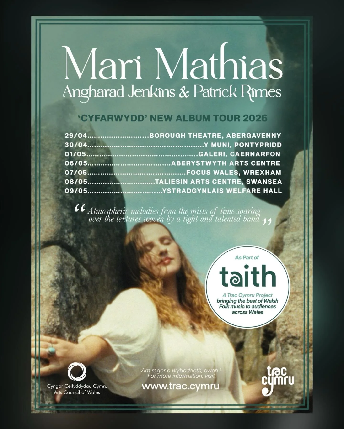 PROSIECT NEWYDD 🌀 NEW PROJECT

&lsquo;TAITH&rsquo; yw ein prosiect newydd, sy&rsquo;n gyfres o deithiau gan artistiaid gwerin Cymreig - taith o ddarganfod. Bydd y prosiect yn cefnogi chwe act werin o Gymru i berfformio mewn lleoliadau theatr ledled 