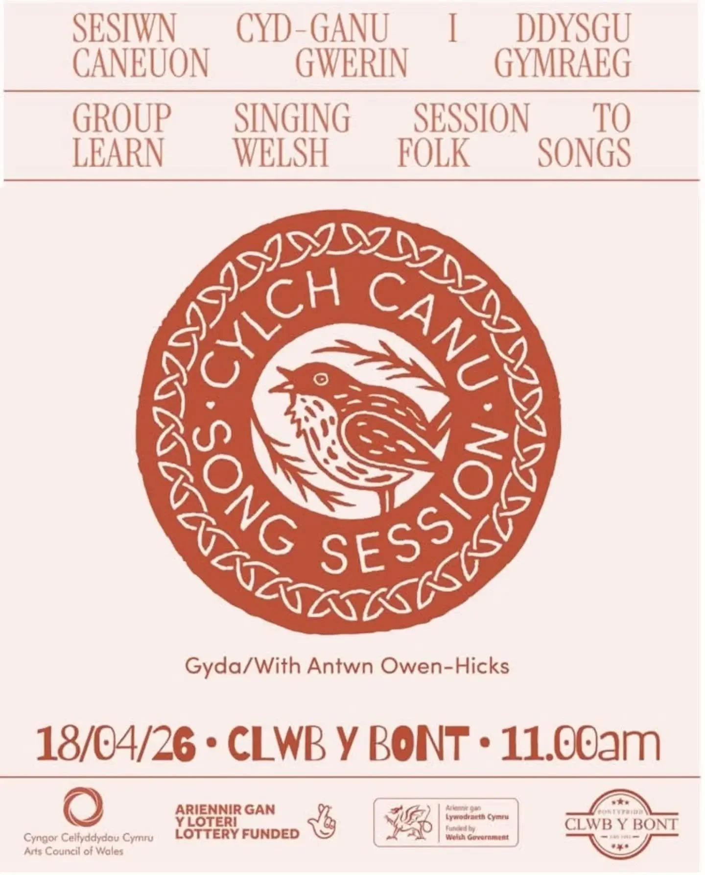 Y bore 'ma yn @clwbybont 
This morning in Clwb y Bont
11:00am
Gorau canu, Cyd Ganu!