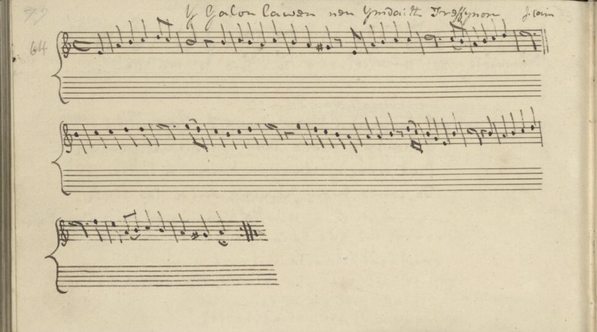 Handwritten sheet music with musical notes and annotations.