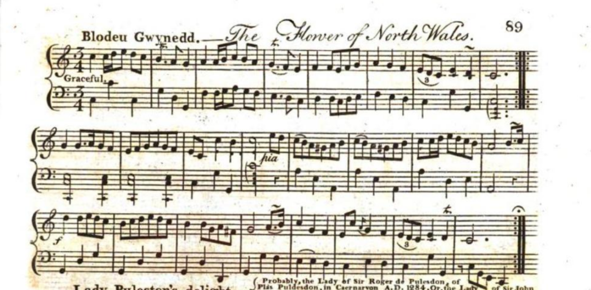 Sheet music titled 'Blodeu Gwynedd'.