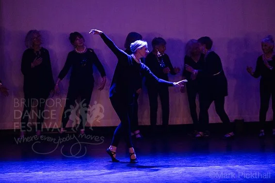 MyBallet performing on stage at Electric Palace. Dancers aged 20 - 80+. Former ballerina with Royal Ballet and MyBallet tutor, Fiona Harvey as an image of Juliet - a solo during 'Dance of the Knights'