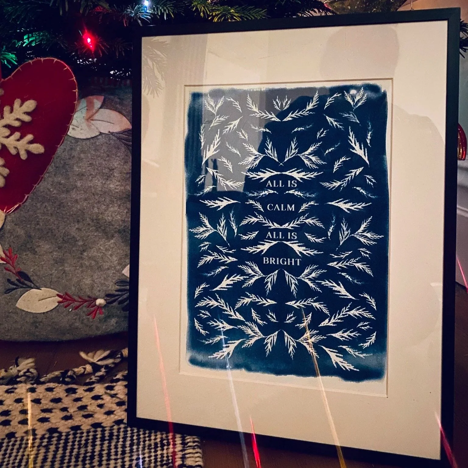 All Is Calm, All is Bright - Cyanotype Artwork