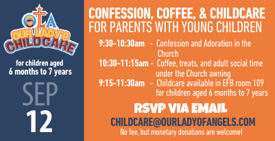 CONFESSION, COFFEE, & CHILDCARE FOR PARENTS with young children