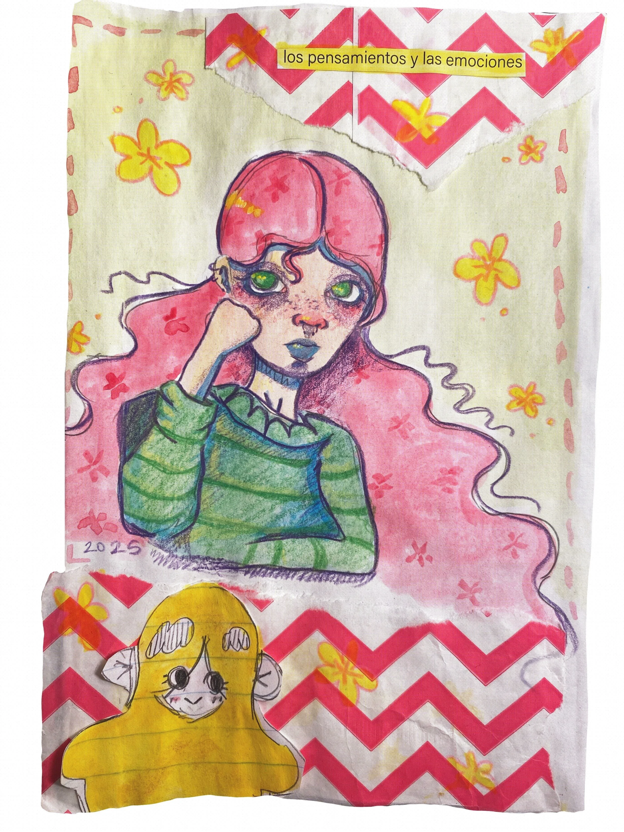 pencil, collage, markers. 2025.