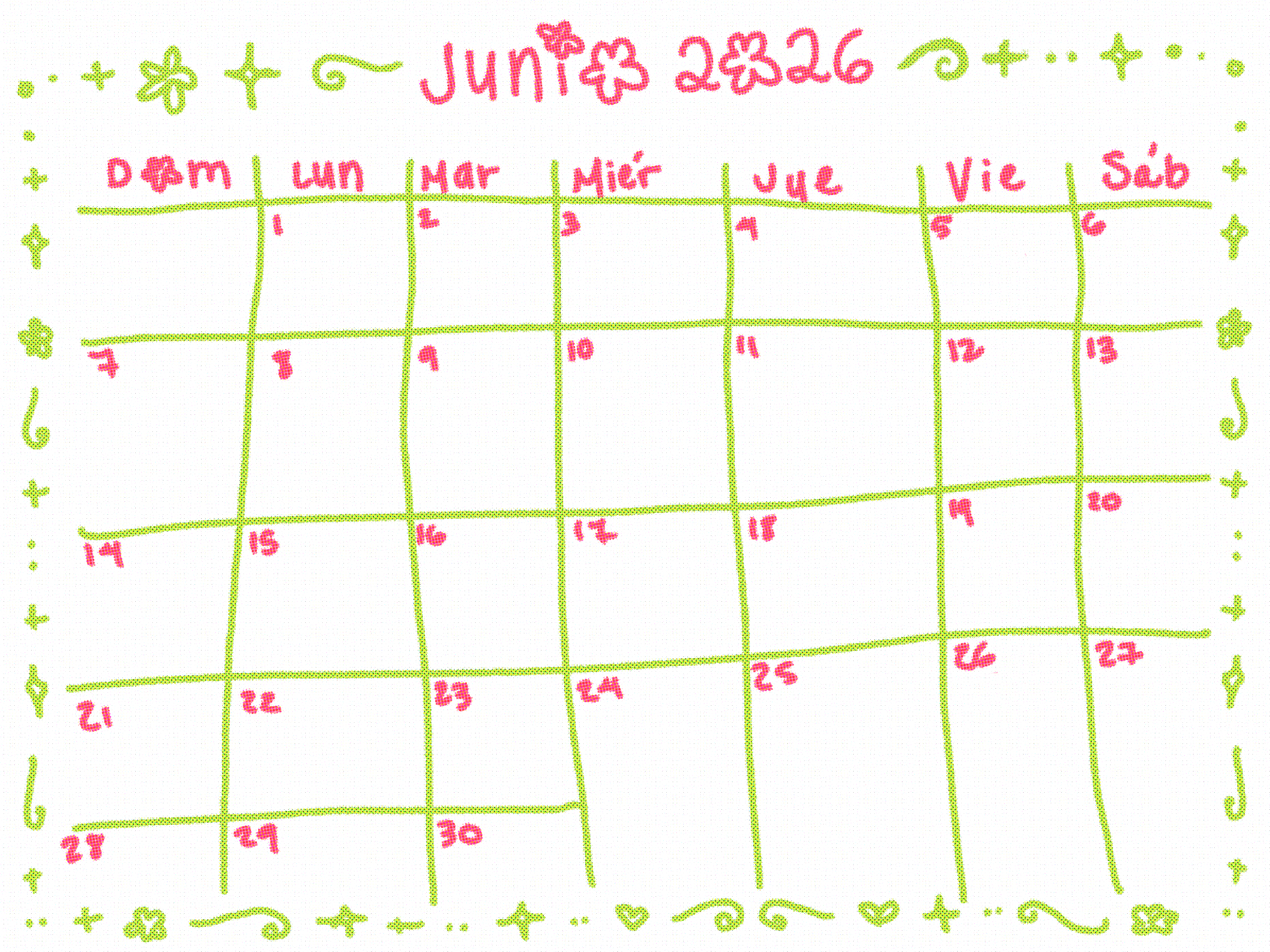 June 2026 calendar. 2026. Digital art. 