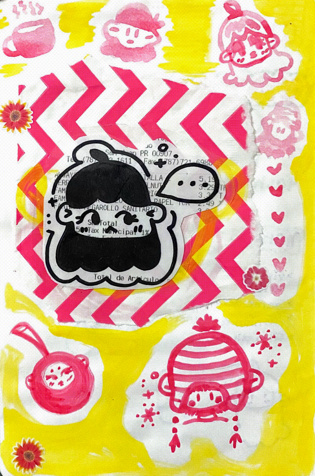 acrylic, collage, marker. 2025.