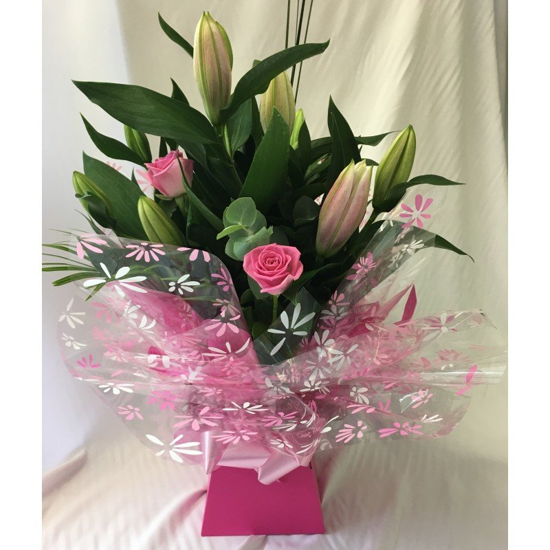 Aqua Pack - Lilies & Pink Roses