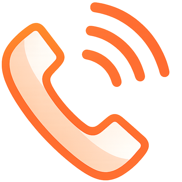 Orange phone icon representing contact or call support for electrical compliance services in Perth
