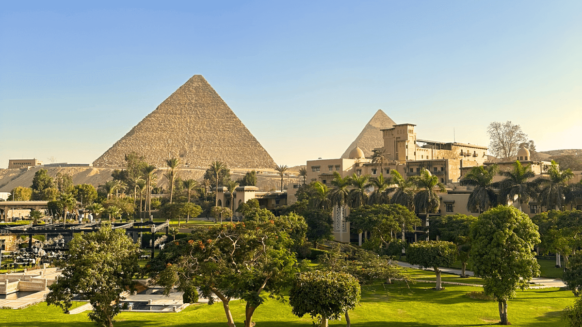 Gay couple Davey and Omie in Mena House, Cairo, Egypt