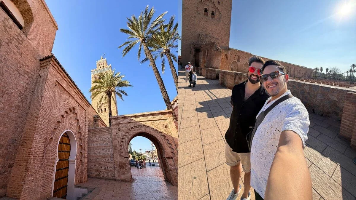 Gay travel couple Davey and Omie in Marrakech, Morocco