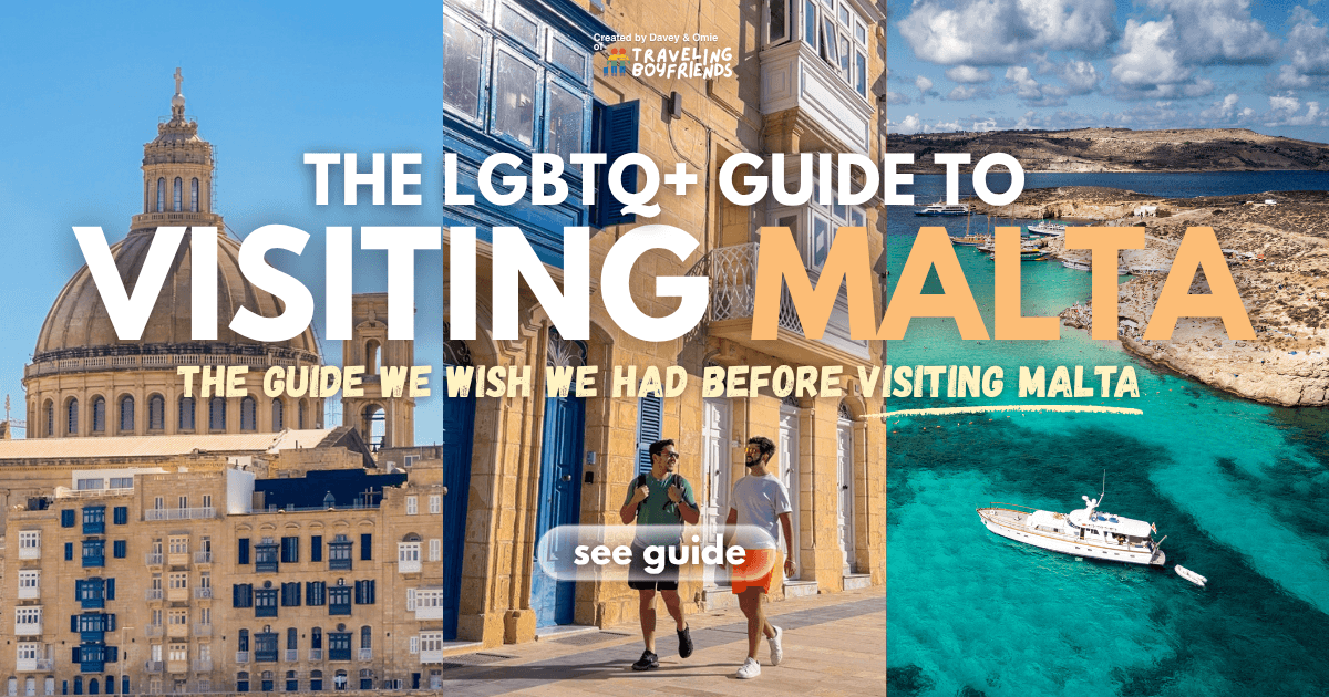 Davey and Omie of Traveling Boyfriends visiting Malta for gay travel guide