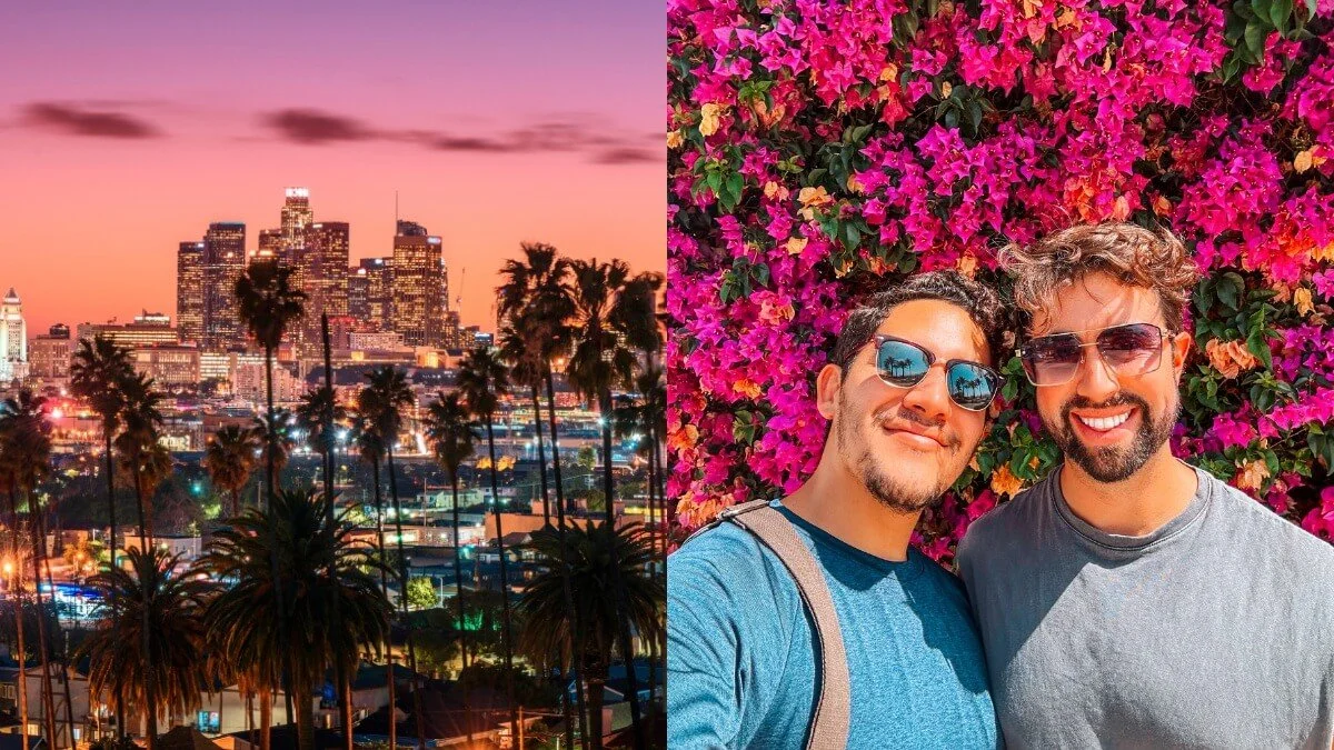 Los Angeles city skyline, known for its large and visible LGBTQ+ community