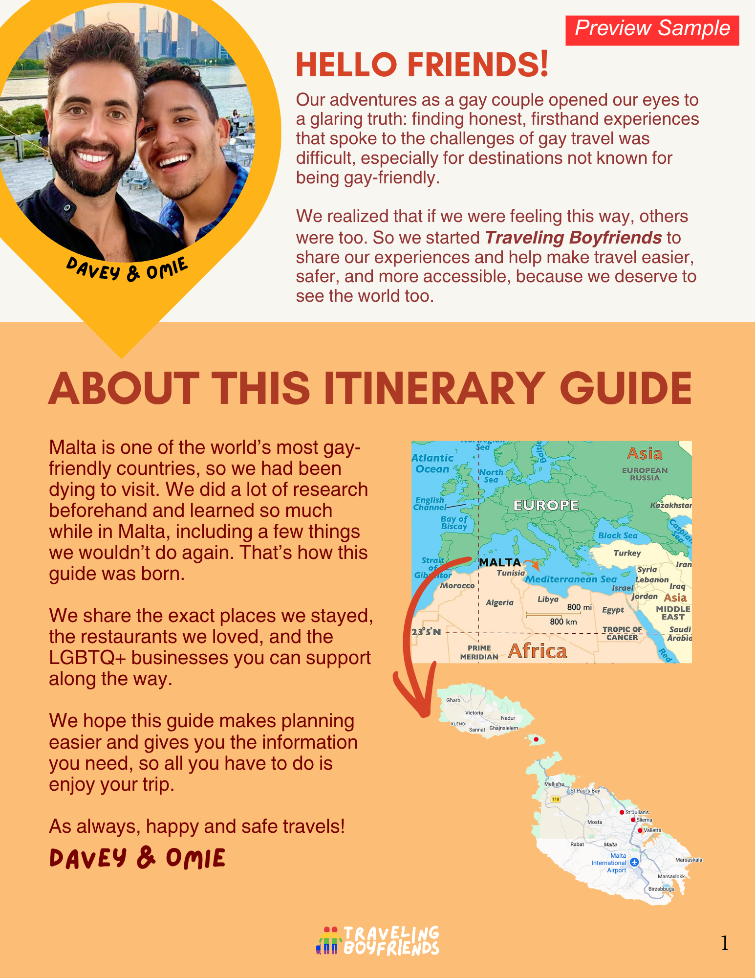 LGBTQ+ Malta travel guide featuring safety tips, queer-friendly businesses, and travel advice for gay couples