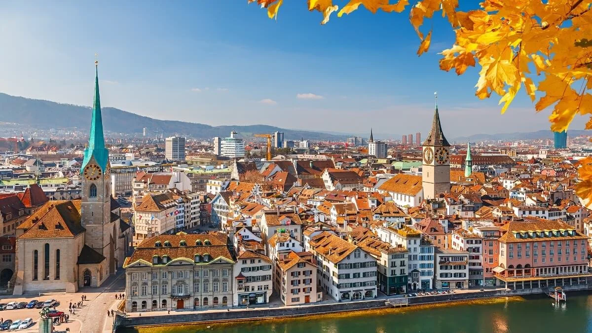 Gay couple enjoying the views of Zurich, Switzerland