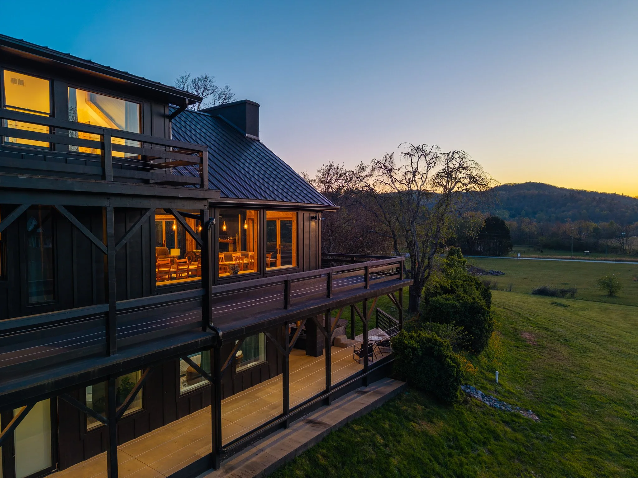 Modern mountain lodge near Brevard North Carolina and Asheville North Carolina, event venue, vacation rental. 