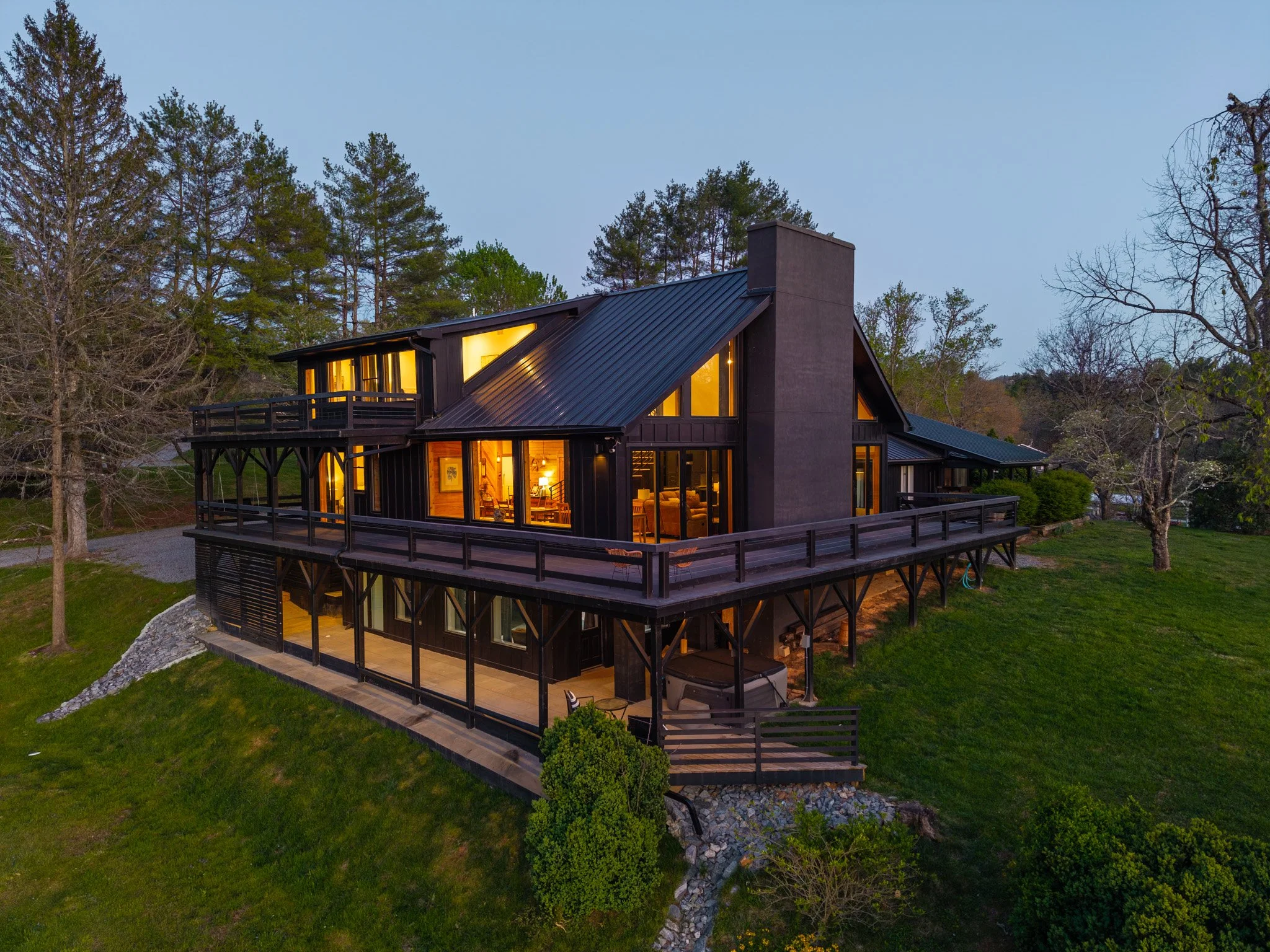 Modern mountain lodge near Brevard North Carolina and Asheville North Carolina, event venue, vacation rental. 