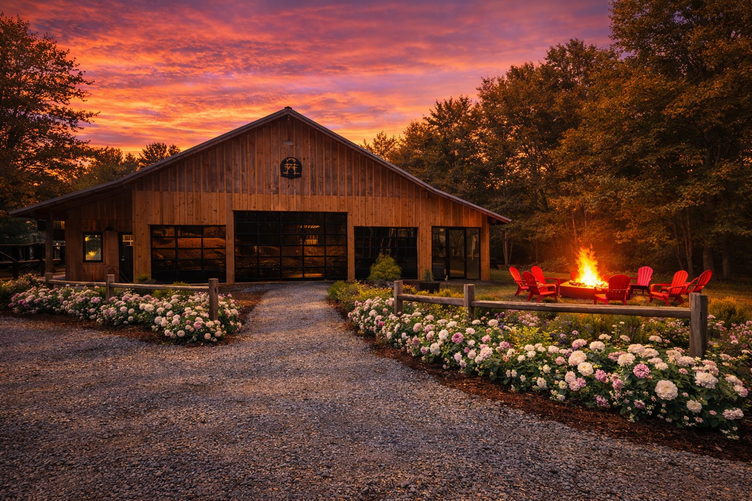 Barn wedding venue, sunset, mountain wedding, Brevard wedding venue