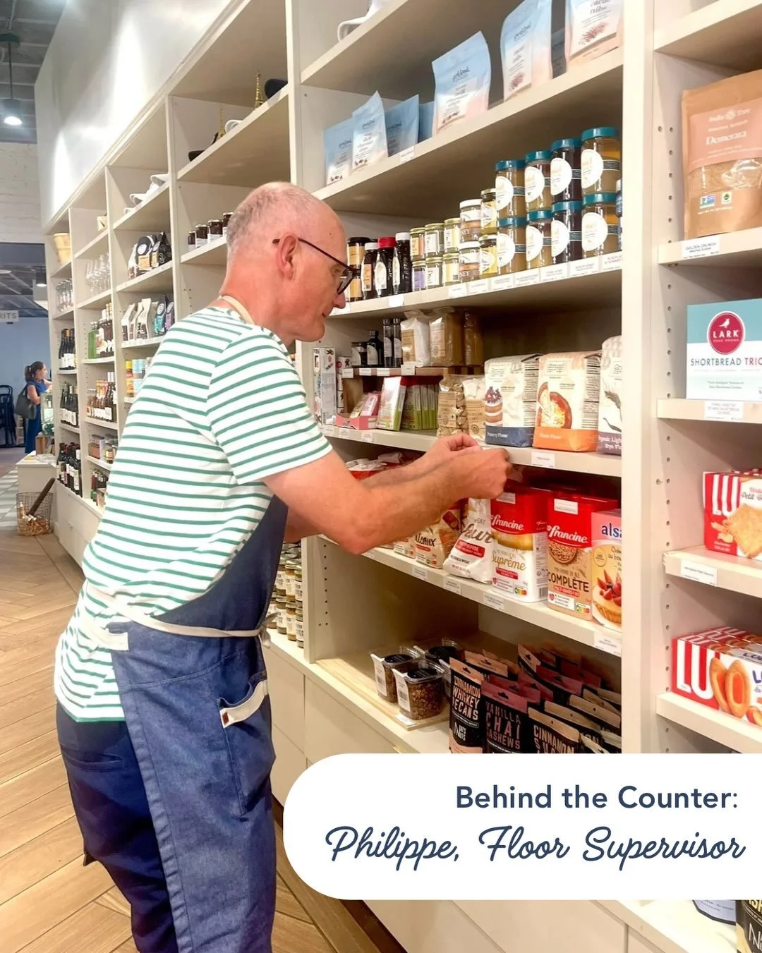 Meet Philippe ✨
&nbsp;
If you&rsquo;ve spent any time browsing our shelves, chances are Philippe has had a hand in making sure everything looks just right. As our Floor Supervisor, he&rsquo;s the one keeping our grocery and gourmet selections stocked