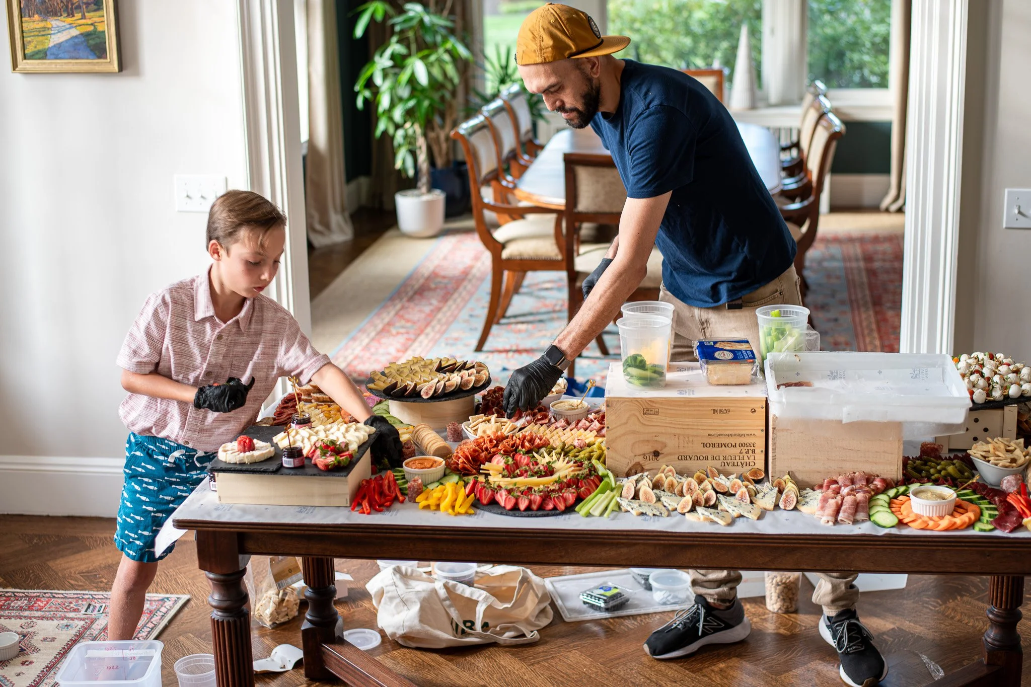 Charlie &mdash; @french_celine's oldest son and newly minted 4th grader &mdash; spent the afternoon as @joekonuts&rsquo;s very eager assistant, learning the fine art of building a proper grazing board for our summer party.

Joe brought the expertise,