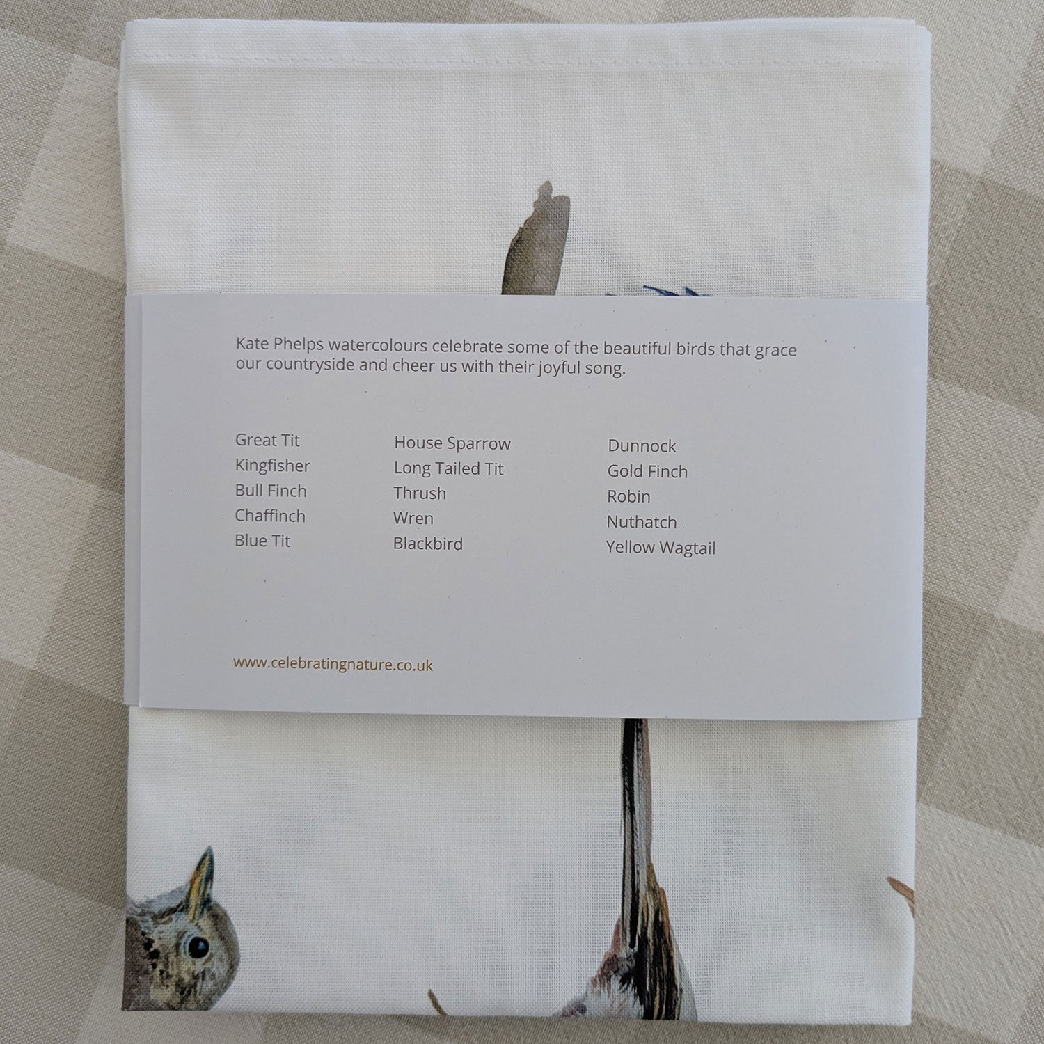 Reverse side of Song Birds presentation wrap